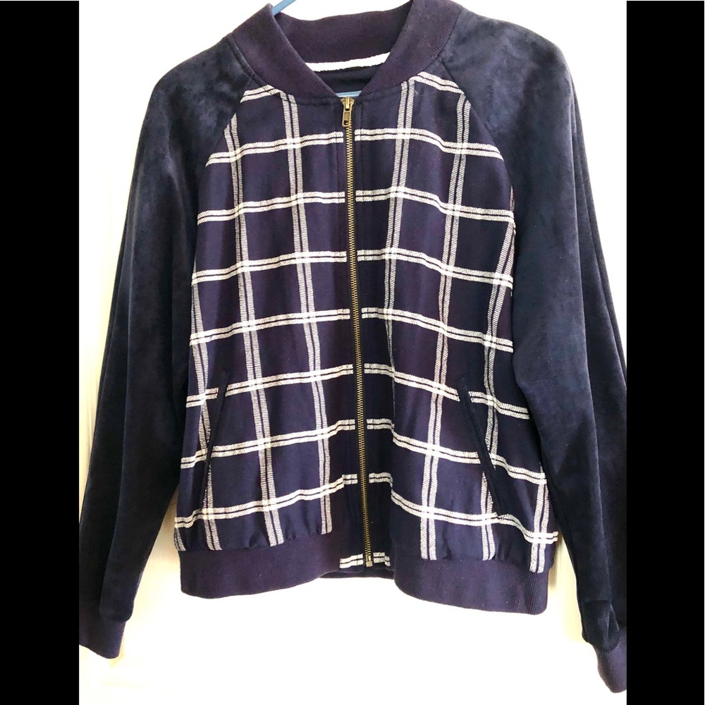 Navy suede plaid jacket
